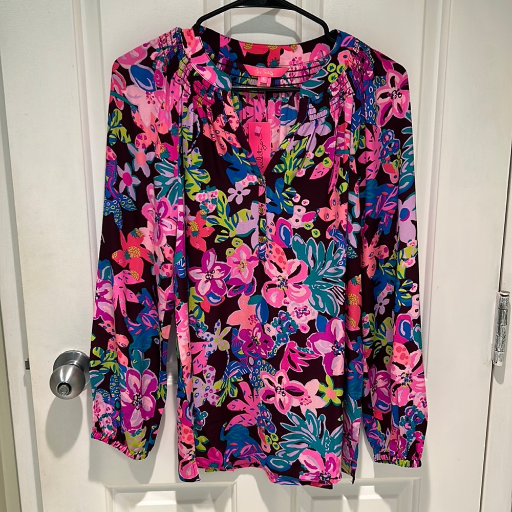 Lilly Pulitzer, Elsa, 100% silk blouse